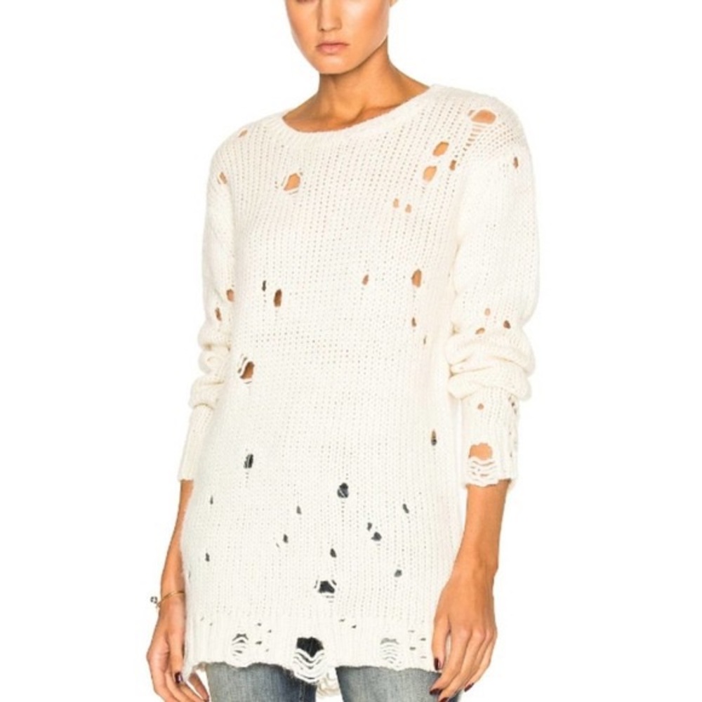 R13 shredded crewneck sweater. Size small